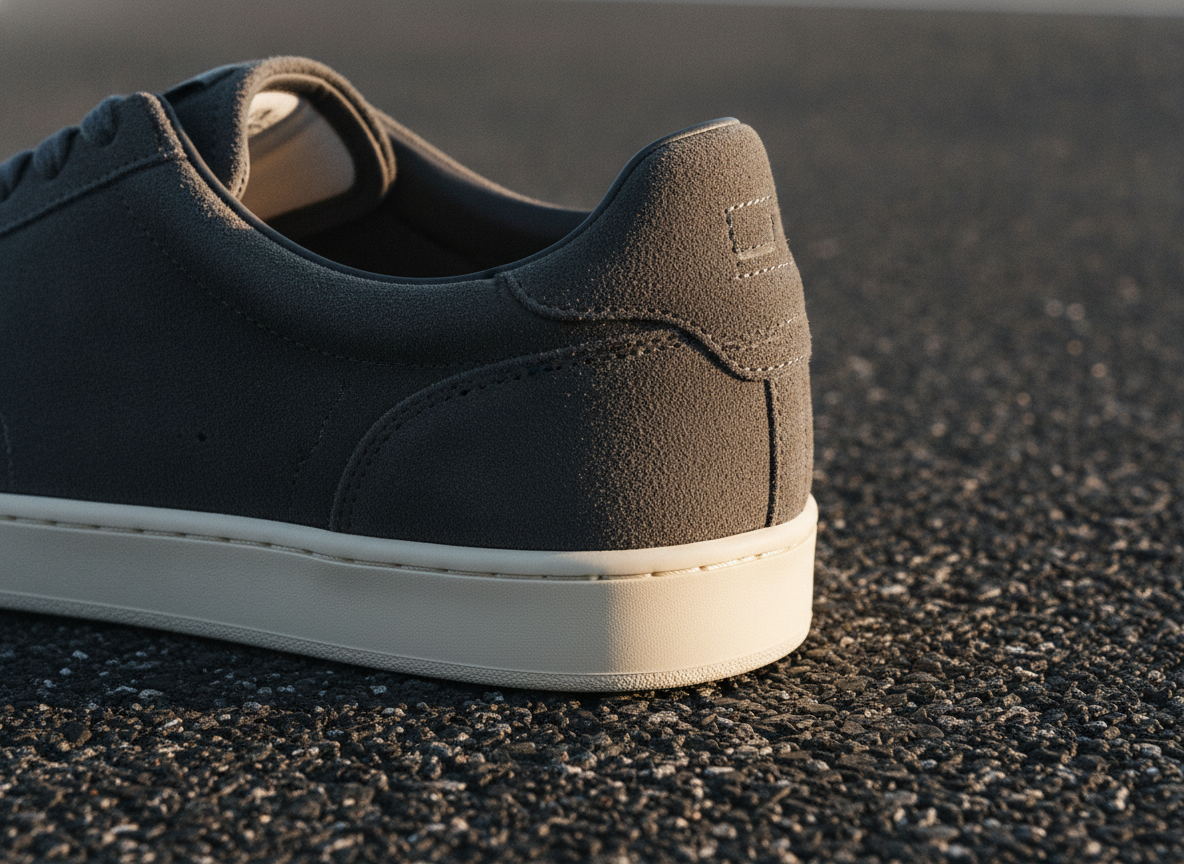 Détail de la semelle plate 12 mm et de la tige daim fin de la Puma Speedcat OG